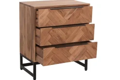 Miliboo Commode|Commode-Commode à motifs chevrons en bois massif et métal noir 3 tiroirs L70 cm STICK