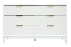 Miliboo Commode|Commode-Commode blanche mat et métal doré 6 tiroirs L120 cm GIANA