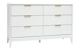 Miliboo Commode|Commode-Commode blanche mat et métal doré 6 tiroirs L120 cm GIANA