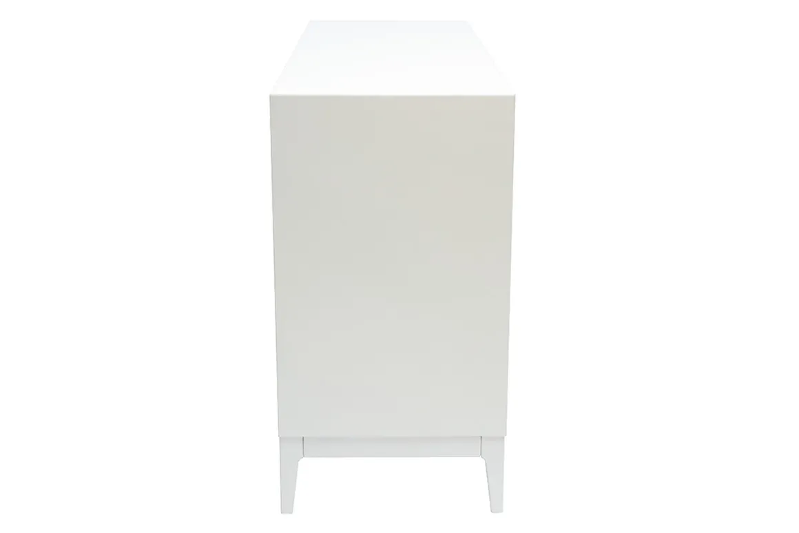 Miliboo Commode|Commode-Commode blanche mat et métal doré 6 tiroirs L120 cm GIANA