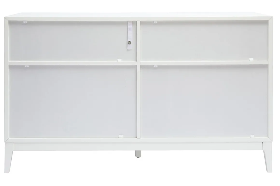 Miliboo Commode|Commode-Commode blanche mat et métal doré 6 tiroirs L120 cm GIANA