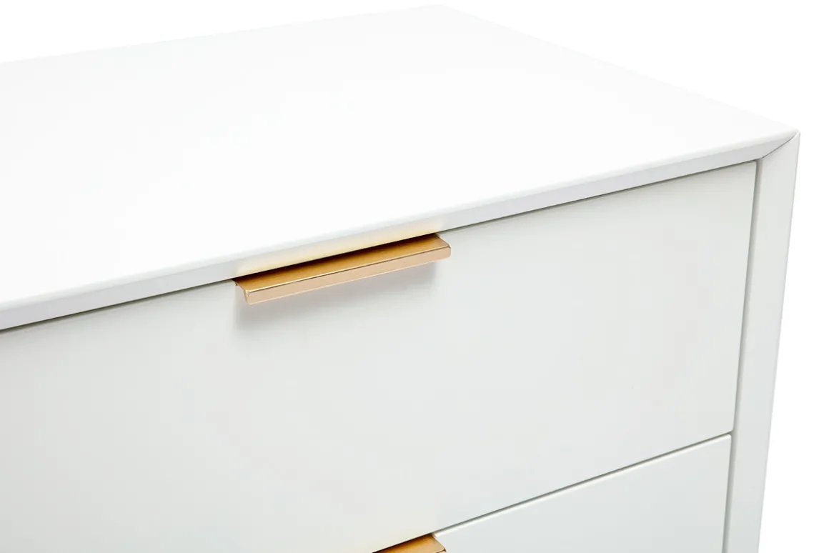 Miliboo Commode|Commode-Commode blanche mat et métal doré 6 tiroirs L120 cm GIANA