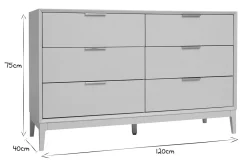 Miliboo Commode|Commode-Commode blanche mat et métal doré 6 tiroirs L120 cm GIANA