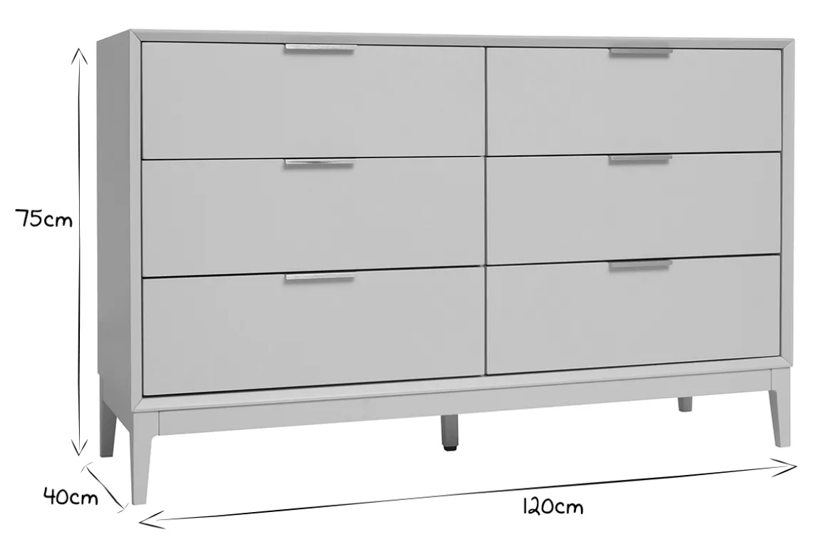 Miliboo Commode|Commode-Commode blanche mat et métal doré 6 tiroirs L120 cm GIANA