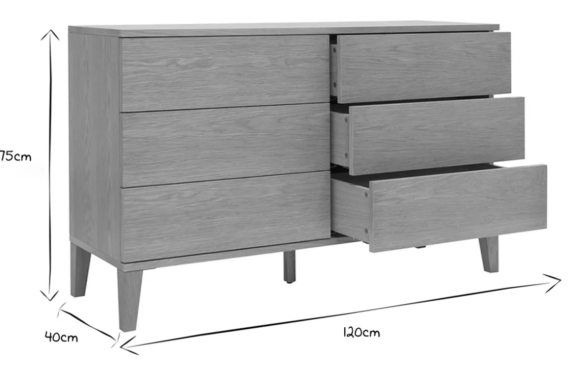 Miliboo Commode|Commode-Commode en bois clair chêne 6 tiroirs L120 cm FREDDY