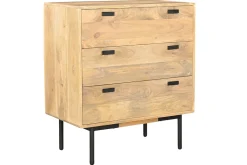 Miliboo Commode|Commode-Commode en bois manguier massif et métal noir 3 tiroirs L70 cm JUDE