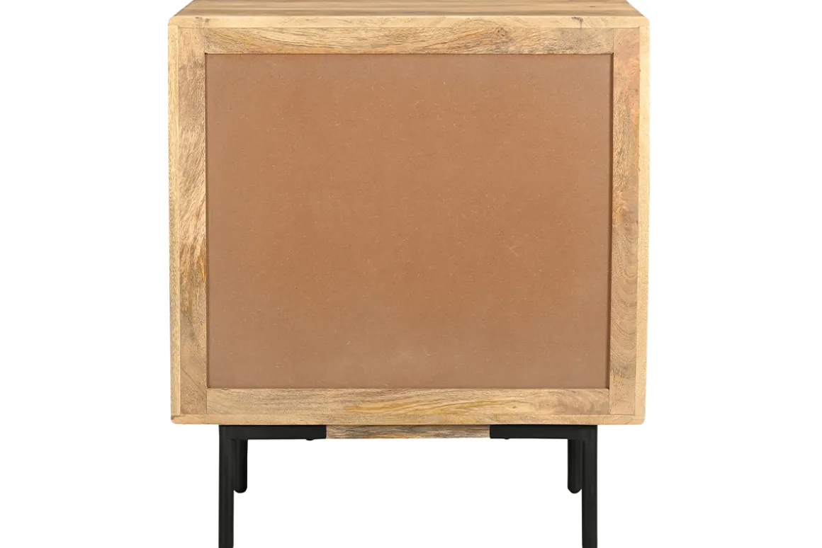 Miliboo Commode|Commode-Commode en bois manguier massif et métal noir 3 tiroirs L70 cm JUDE