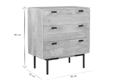 Miliboo Commode|Commode-Commode en bois manguier massif et métal noir 3 tiroirs L70 cm JUDE