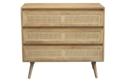 Miliboo Commode|Commode-Commode en bois manguier massif et cannage rotin 3 tiroirs L90 cm ACANGE