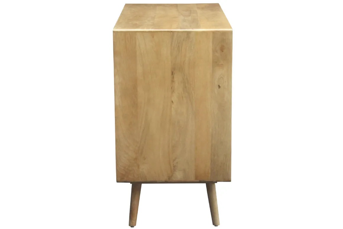 Miliboo Commode|Commode-Commode en bois manguier massif et cannage rotin 3 tiroirs L90 cm ACANGE