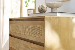 Miliboo Commode|Commode-Commode en bois manguier massif et cannage rotin 3 tiroirs L90 cm ACANGE