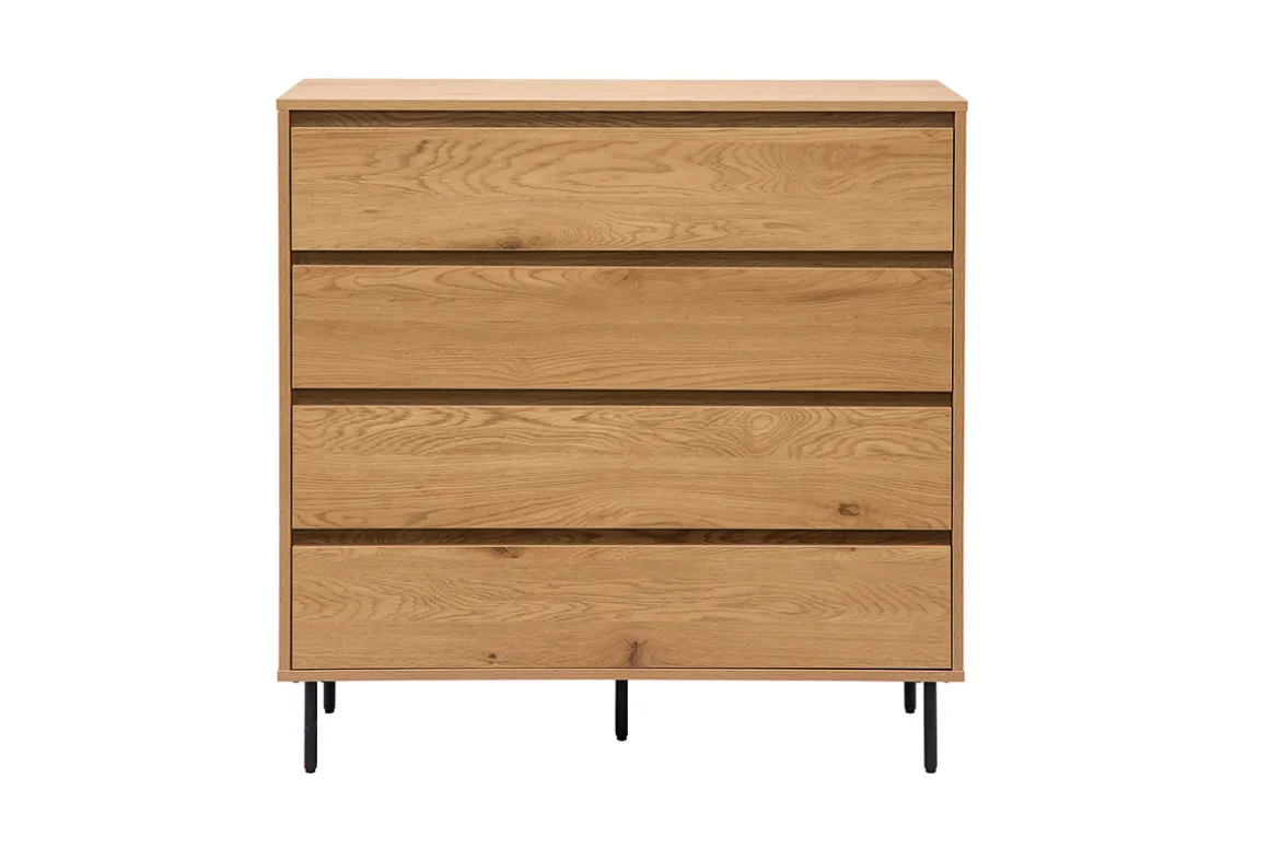 Miliboo Commode|Commode-Commode finition bois clair chêne 4 tiroirs L100 cm ARAGON
