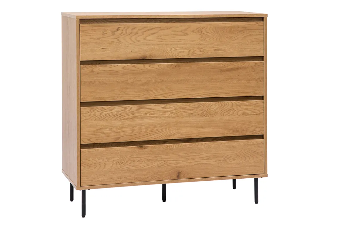 Miliboo Commode|Commode-Commode finition bois clair chêne 4 tiroirs L100 cm ARAGON