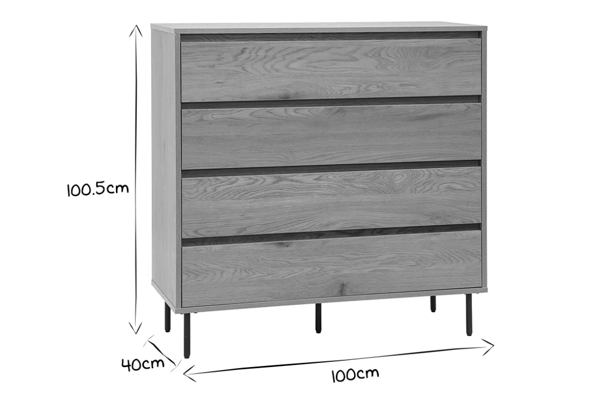 Miliboo Commode|Commode-Commode finition bois clair chêne 4 tiroirs L100 cm ARAGON