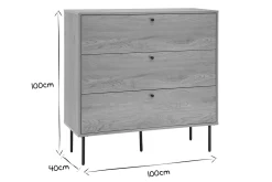 Miliboo Commode|Commode-Commode finition bois clair chêne et pieds métal noir 3 tiroirs L100 cm PERNELLE