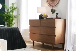 Miliboo Commode|Commode-Commode finition bois foncé noyer 6 tiroirs L120 cm SANAA