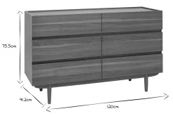 Miliboo Commode|Commode-Commode finition bois foncé noyer 6 tiroirs L120 cm SANAA