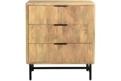 Miliboo Commode|Commode-Commode gravée en bois manguier massif et métal noir 3 tiroirs L70 cm MORISSON