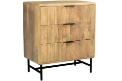 Miliboo Commode|Commode-Commode gravée en bois manguier massif et métal noir 3 tiroirs L70 cm MORISSON