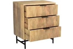 Miliboo Commode|Commode-Commode gravée en bois manguier massif et métal noir 3 tiroirs L70 cm MORISSON