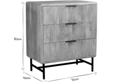 Miliboo Commode|Commode-Commode gravée en bois manguier massif et métal noir 3 tiroirs L70 cm MORISSON
