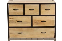 Miliboo Commode|Commode-Commode industrielle en bois manguier massif et métal noir 6 tiroirs L99 cm INDUSTRIA