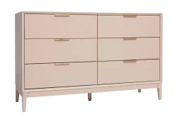 Miliboo Commode|Commode-Commode rose poudré et métal doré 6 tiroirs L120 cm GIANA