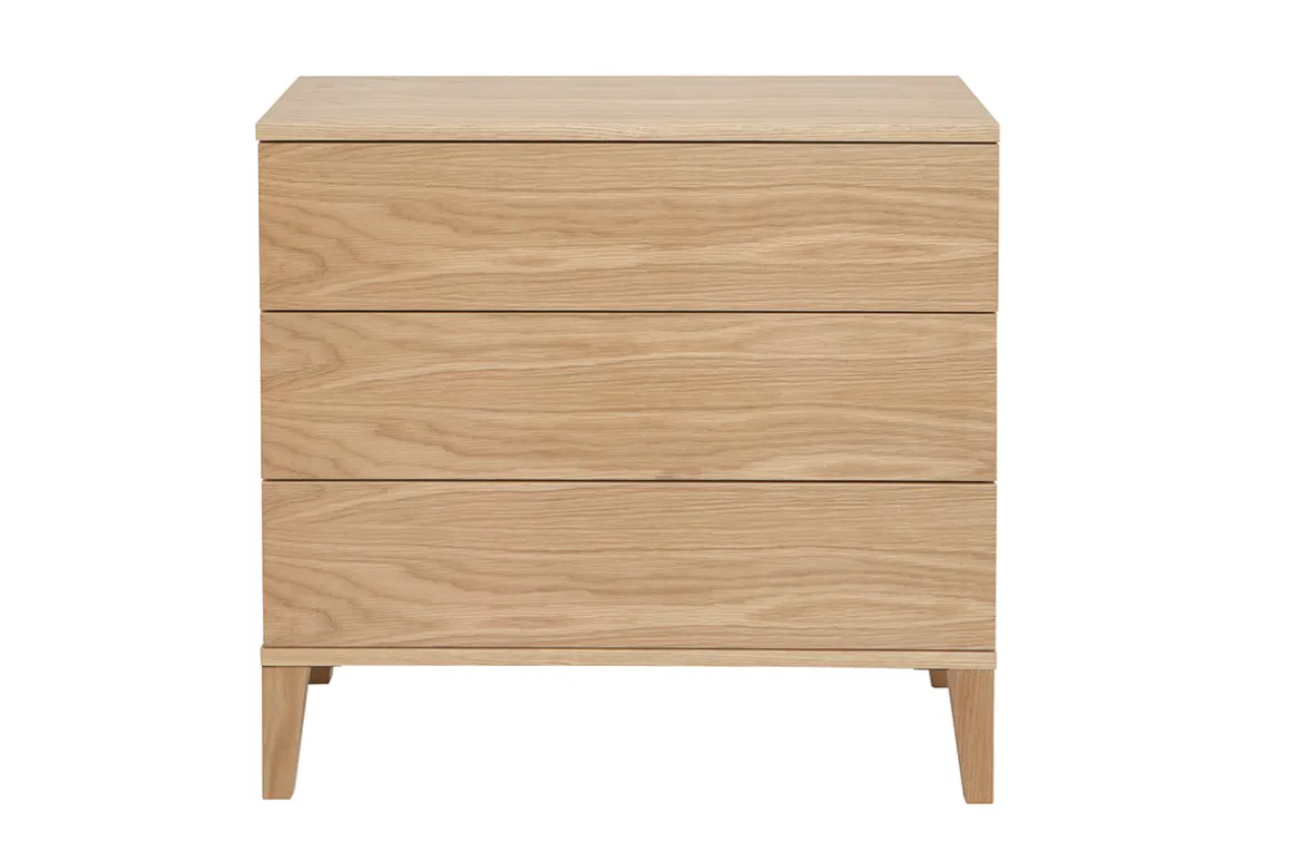 Miliboo Commode|Commode-Commode scandinave en bois clair chêne 3 tiroirs L80 cm FREDDY