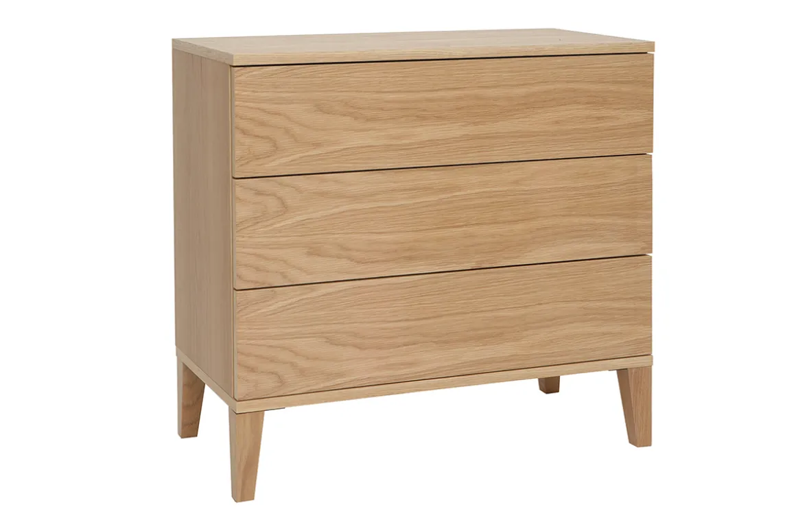 Miliboo Commode|Commode-Commode scandinave en bois clair chêne 3 tiroirs L80 cm FREDDY