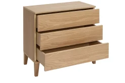 Miliboo Commode|Commode-Commode scandinave en bois clair chêne 3 tiroirs L80 cm FREDDY