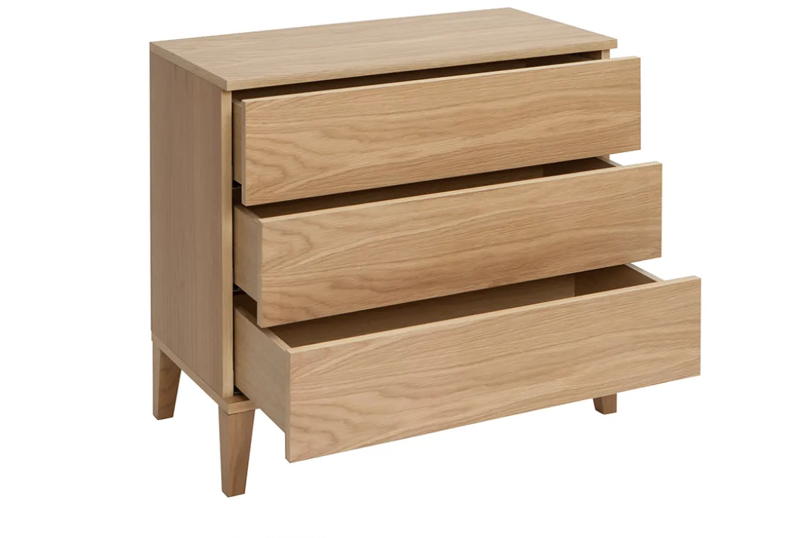 Miliboo Commode|Commode-Commode scandinave en bois clair chêne 3 tiroirs L80 cm FREDDY