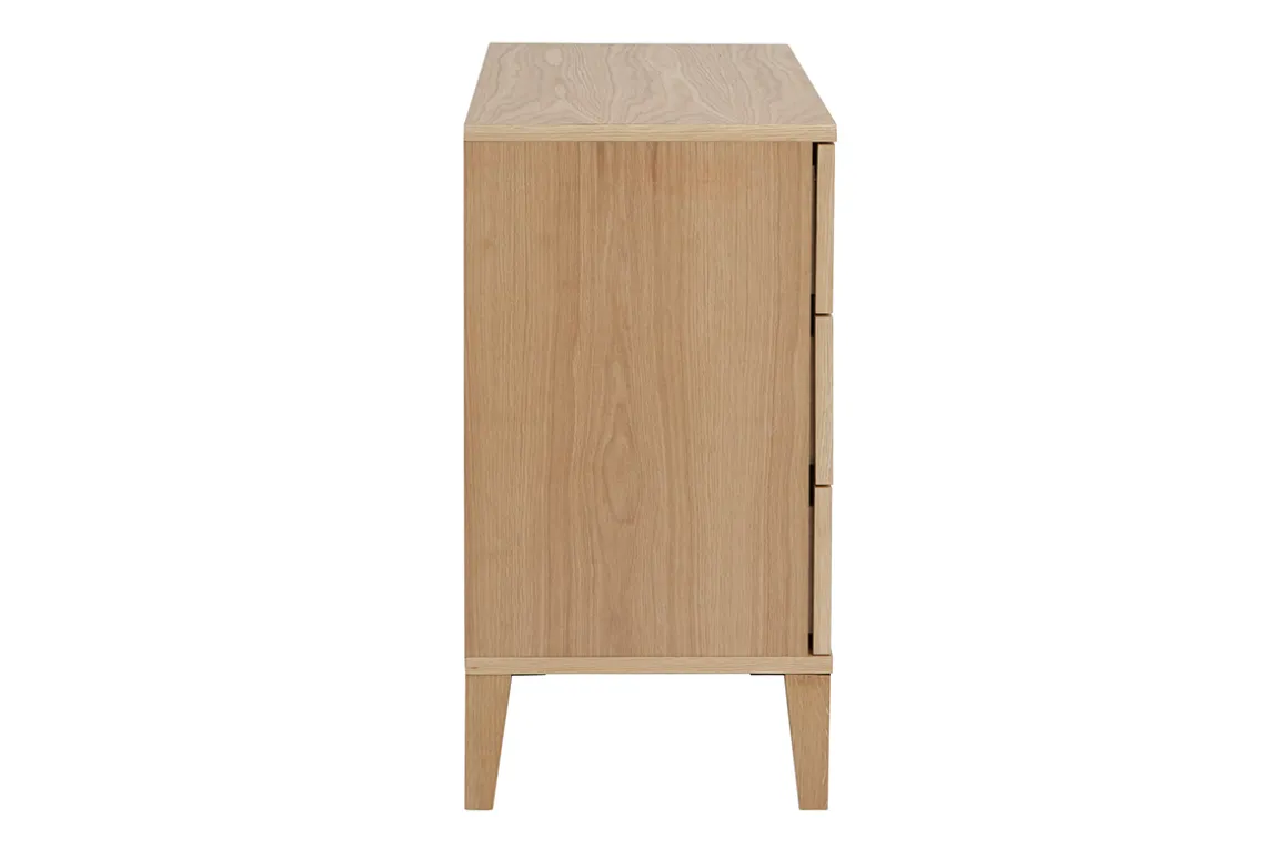 Miliboo Commode|Commode-Commode scandinave en bois clair chêne 3 tiroirs L80 cm FREDDY