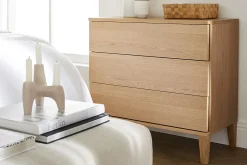 Miliboo Commode|Commode-Commode scandinave en bois clair chêne 3 tiroirs L80 cm FREDDY