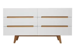 Miliboo Commode|Commode-Commode scandinave finition blanc brillant laqué 6 tiroirs L160 cm MELKA