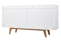 Miliboo Commode|Commode-Commode scandinave finition blanc brillant laqué 6 tiroirs L160 cm MELKA