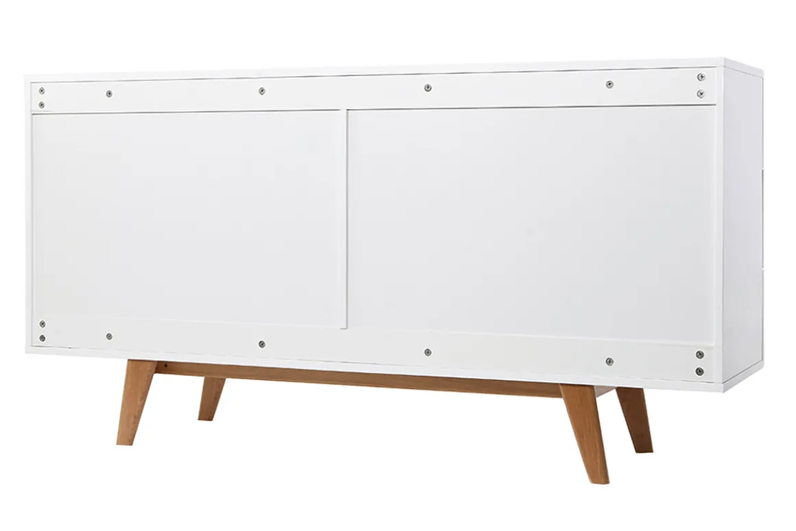 Miliboo Commode|Commode-Commode scandinave finition blanc brillant laqué 6 tiroirs L160 cm MELKA