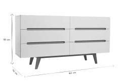 Miliboo Commode|Commode-Commode scandinave finition blanc brillant laqué 6 tiroirs L160 cm MELKA