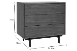 Miliboo Commode|Commode-Commode vintage en bois foncé noyer et métal noir 3 tiroirs L81 cm MANNY