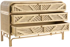 Miliboo Commode|Commode-Commode vintage en rotin 3 tiroirs L120 cm GALON