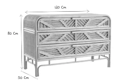 Miliboo Commode|Commode-Commode vintage en rotin 3 tiroirs L120 cm GALON