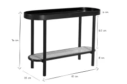 Miliboo Console-Console avec plateau ovale en bois noir et cannage de rotin L115 cm MACAO