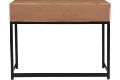 Miliboo Console|Meuble D'entrée-Console avec rangement 2 tiroirs à motifs chevrons en bois massif et métal noir L100 cm STICK