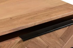 Miliboo Console|Meuble D'entrée-Console avec rangement 2 tiroirs à motifs chevrons en bois massif et métal noir L100 cm STICK