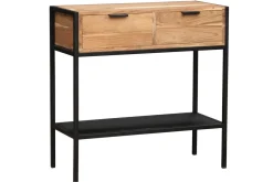 Miliboo Console-Console avec rangements 2 tiroirs en bois massif et métal noir L80 cm ARTHUS