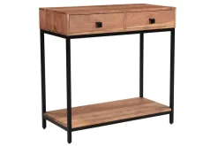 Miliboo Console-Console avec rangements 2 tiroirs en bois massif et métal noir L80 cm AXELLE