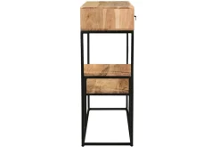 Miliboo Bibliothèque Et Étagère|Bibliothèque Et Étagère-Console avec rangements 2 tiroirs en bois massif et métal noir L80 cm GRENELLE