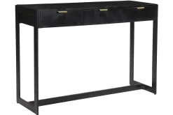 Miliboo Console|Meuble D'entrée-Console design avec rangements 3 tiroirs noire et métal L115 cm AVIDAN
