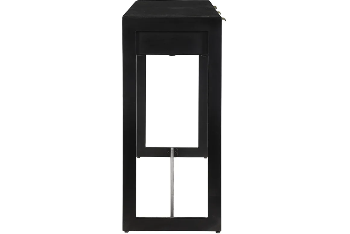 Miliboo Console|Meuble D'entrée-Console design avec rangements 3 tiroirs noire et métal L115 cm AVIDAN