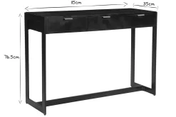 Miliboo Console|Meuble D'entrée-Console design avec rangements 3 tiroirs noire et métal L115 cm AVIDAN