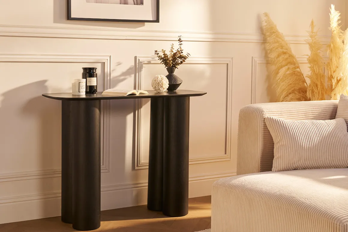 Miliboo Console-Console design en bois noir L100 cm FOLEEN